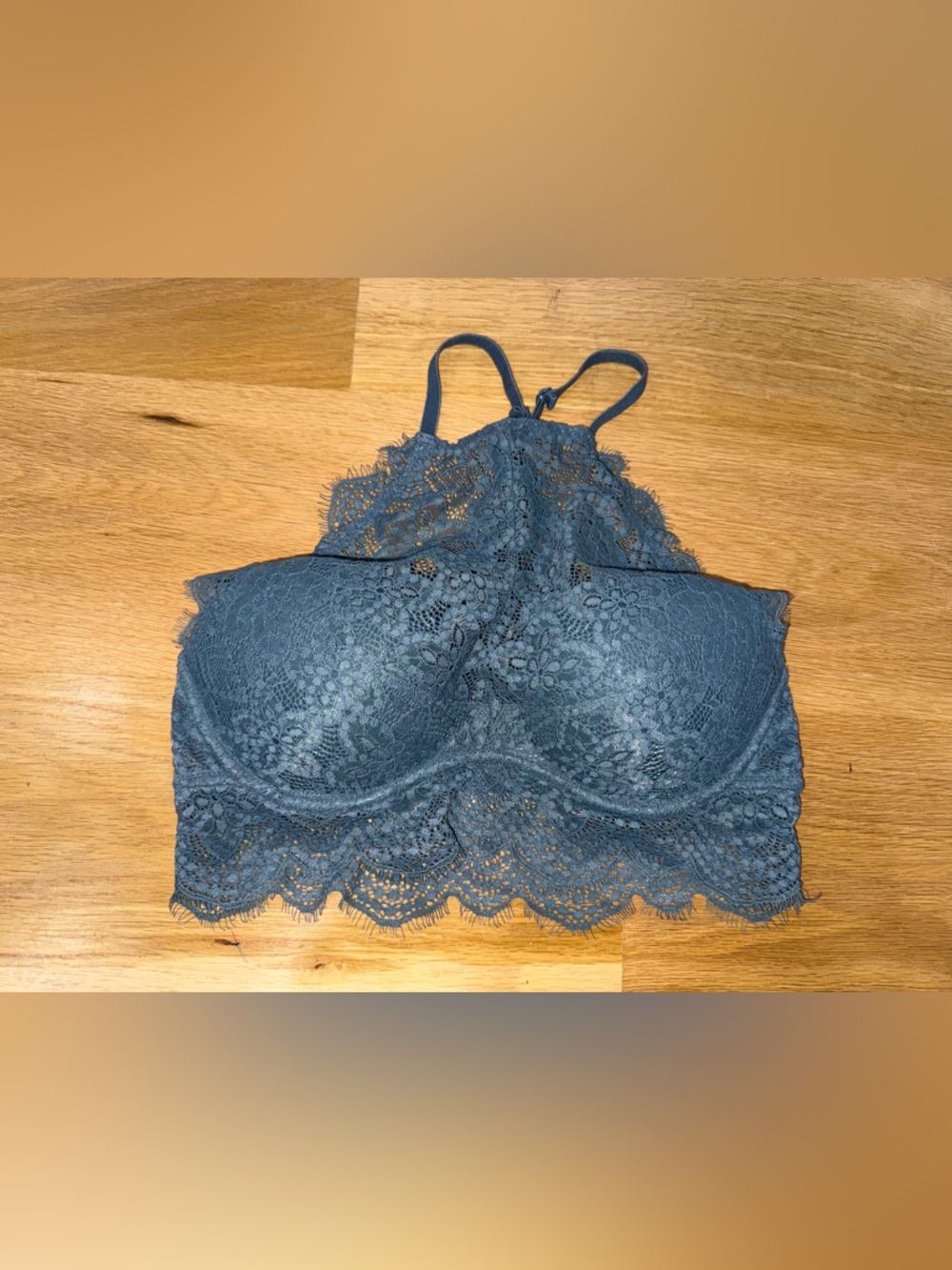 PINK Victoria's Secret Lace Longline Bralette in Slate Blue